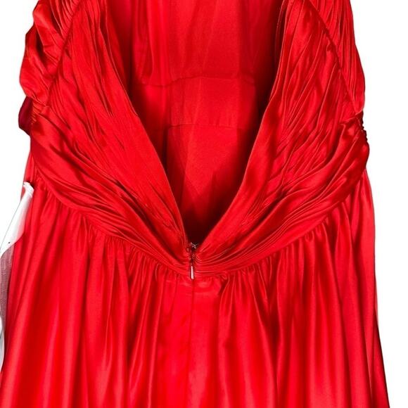 Mac Duggal Cherry Red Rosette Halter Chiffon Evening Gown 14 - Picture 10 of 12